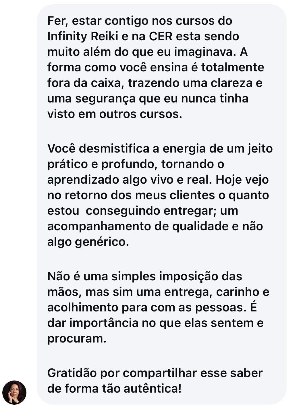 Depoimento aluna Infinity Reiki